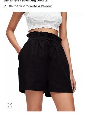 All Saints Black Lily Linen Paperbag Shorts SIZE 8